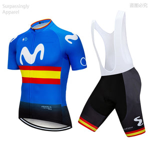 2019 Tour Team Blue Spain M Cycling Jersey Short Sets Bike Clothing Quick Dry Roupa Ciclismo Bicycle Clothes Outdoor Sportswear